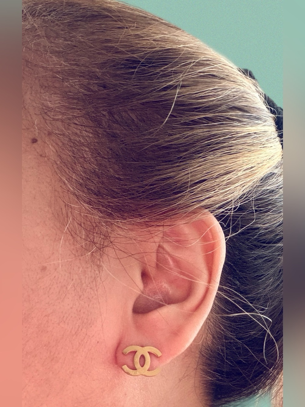 Gold Double C Logo Stud Earrings - Classic Women Jewelry